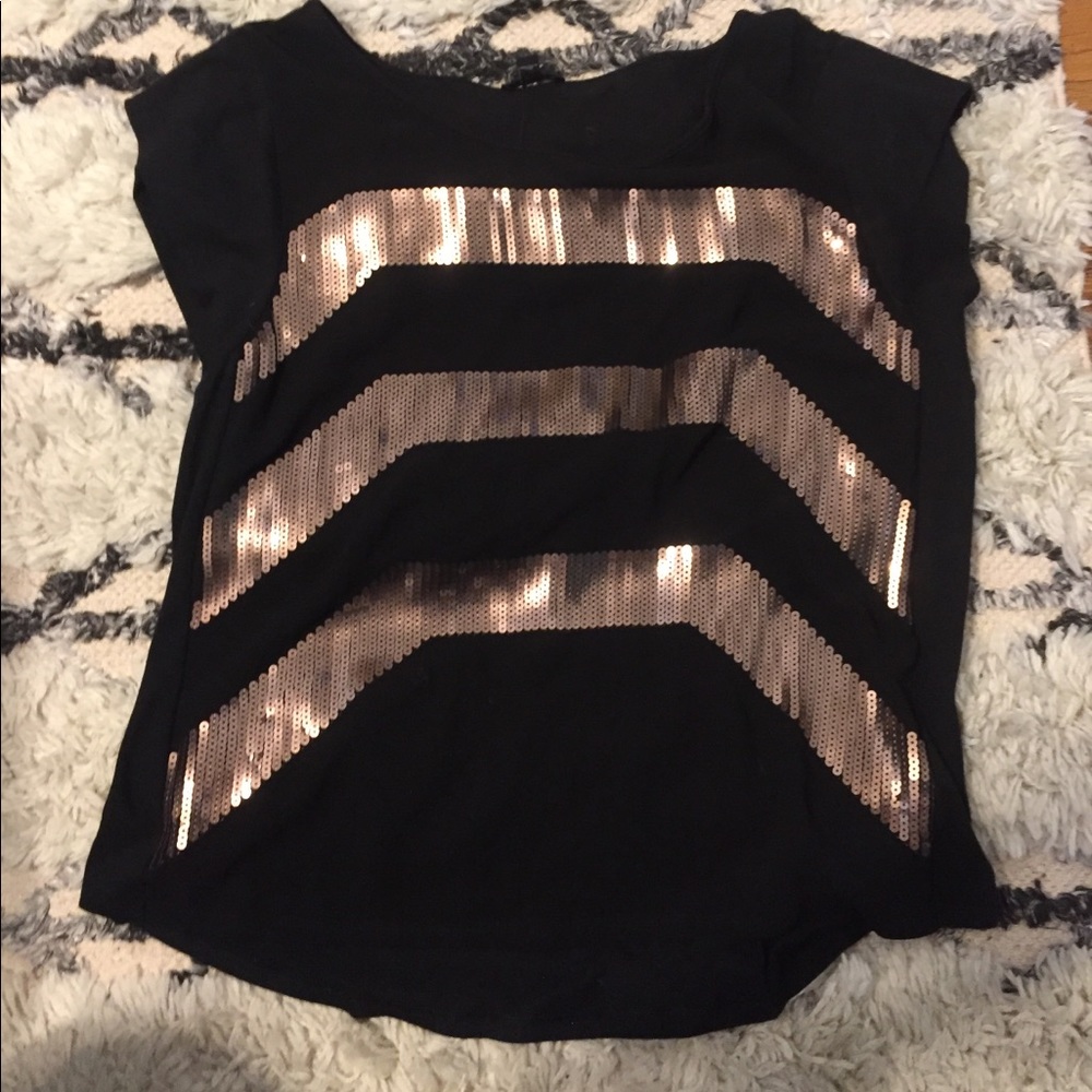 Black gold sequin front blouse